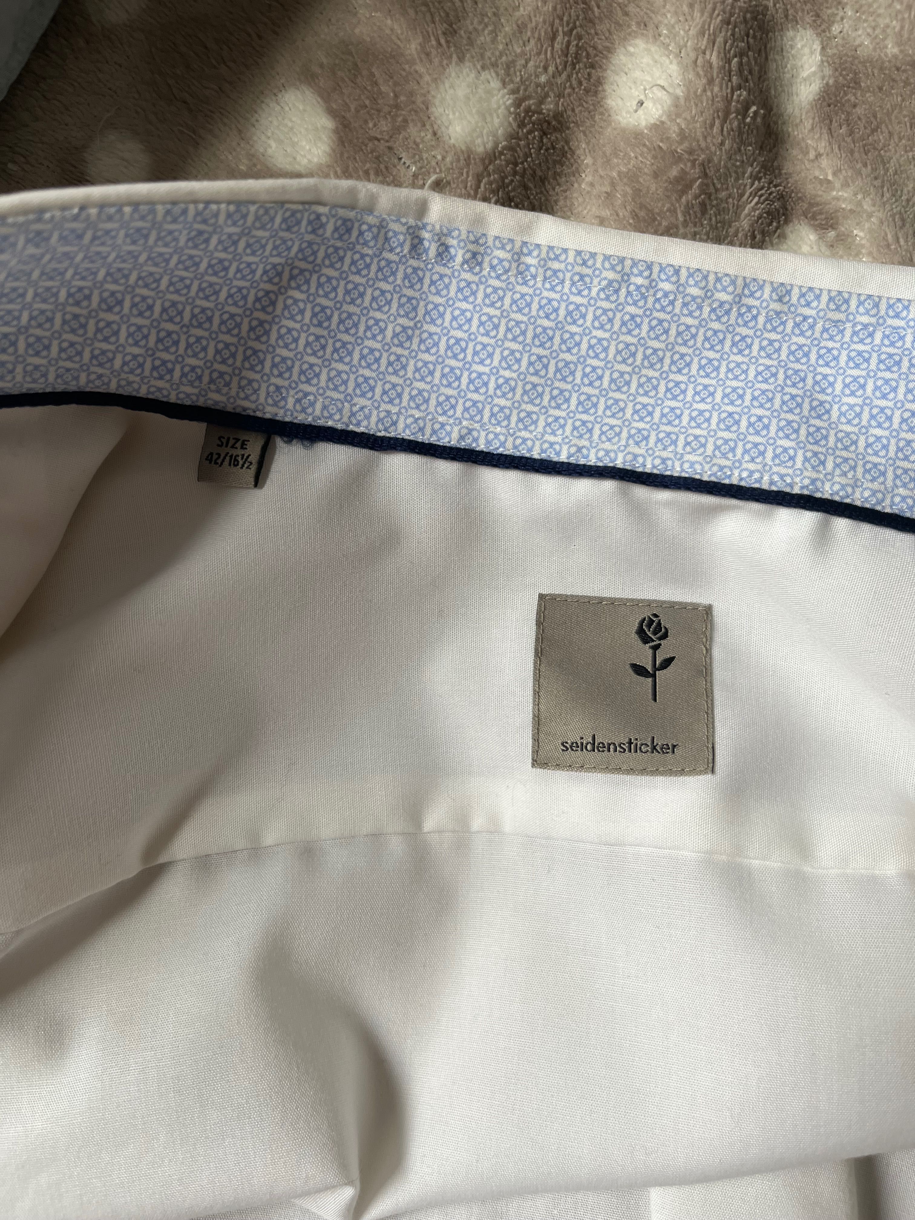 Seidensticker biała koszula 100% bawełna | r. 42/16,5 | haft