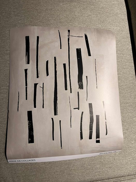 Minimalistyczny plakat beżowo czarny abstrakcja 40x50