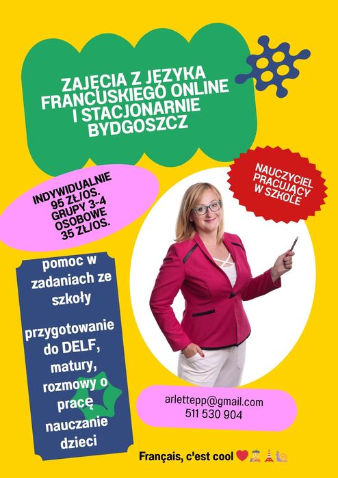 Korepetycje, język francuski Bydgoszcz i on line
