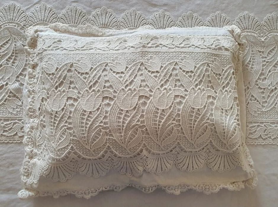 Colcha e fronhas Vintage em Linho para cama de casal