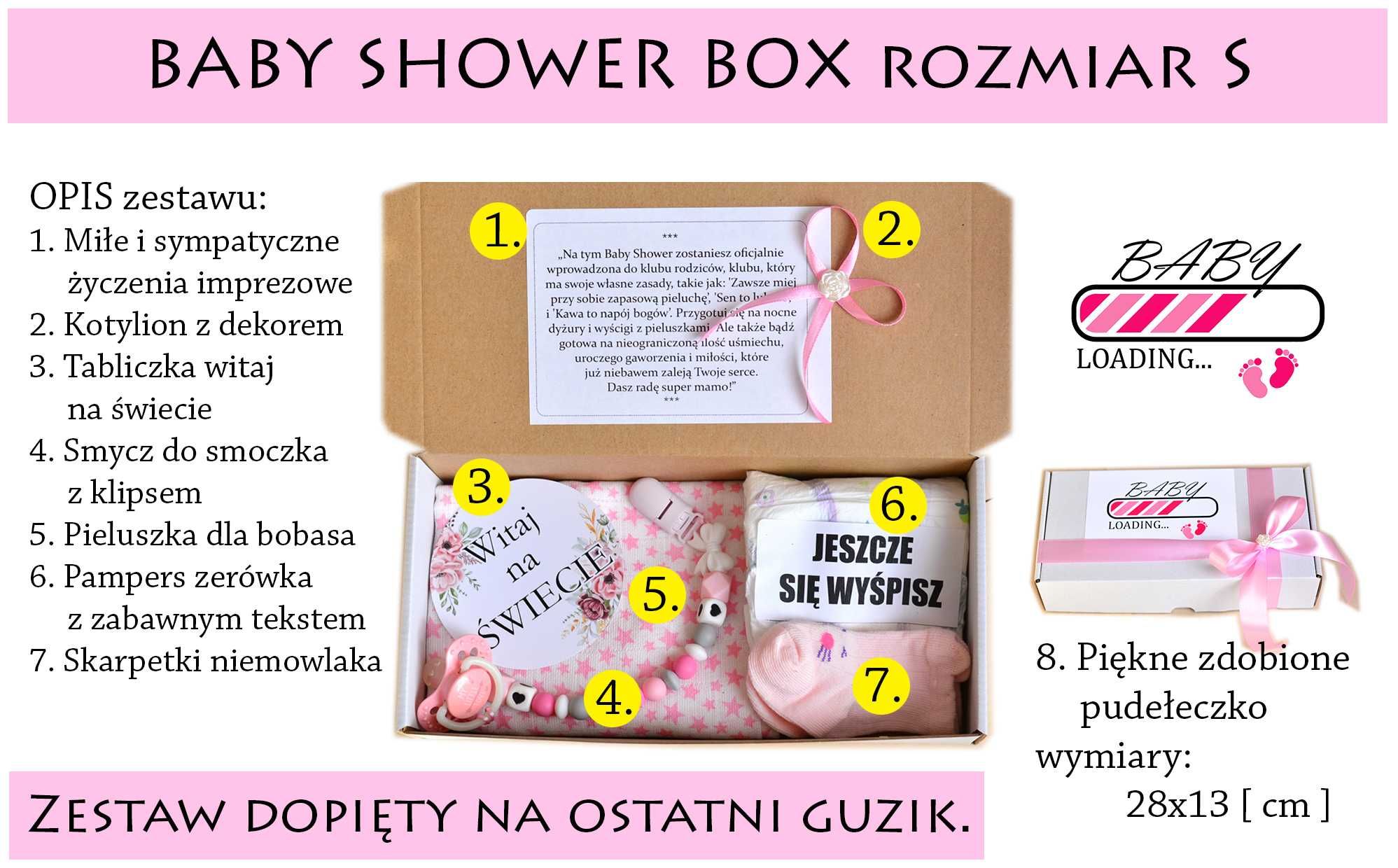 Elegancko pakowany box prezent dla dziewczynki na BABY SHOWER