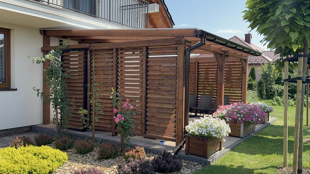 Wiata zadaszenie altana poliwęglan ruchome deseczki uslugi stolarskie