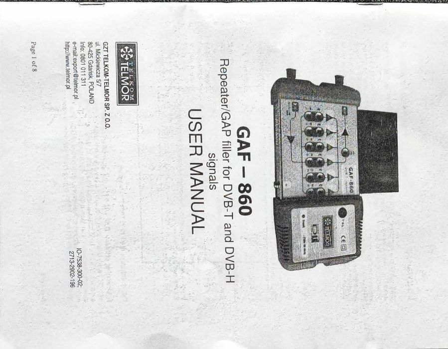 GAF 860 Reapeter DVB T Telkom Telmor