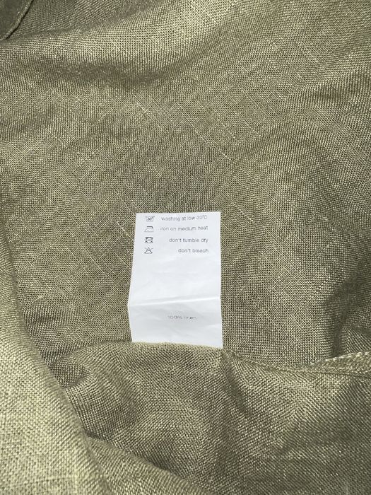 Рубашка льняная мужская зелёная с коротким рукавом Yarmich (размер S)