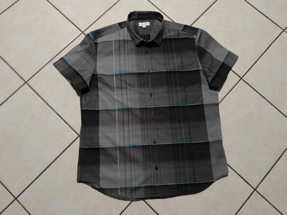 CALVIN KLEIN USA - NOWA! z LOGO Koszula Męska krótki rękaw rozmiar L