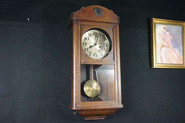 Stary sprawny zegar wiszący HAU Junghans