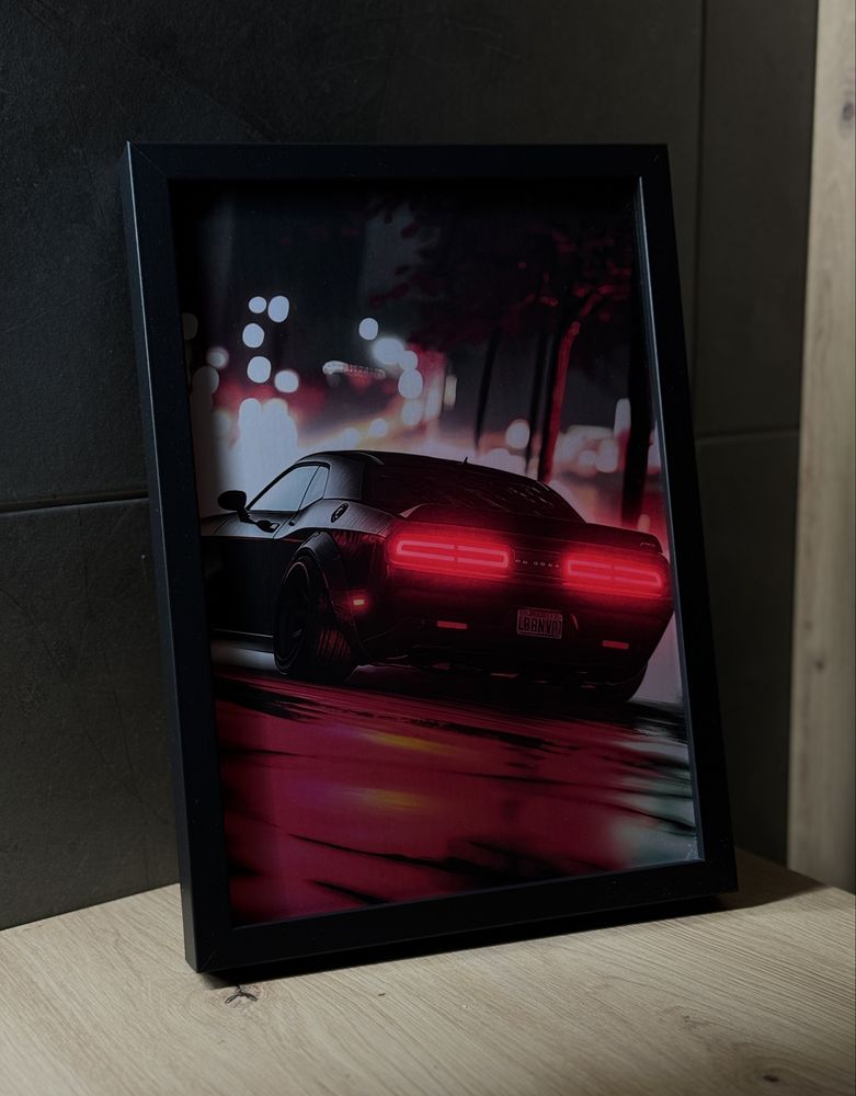 LED Plakat Dodge – Idealny do Garażu, Pokoju albo na Prezent!