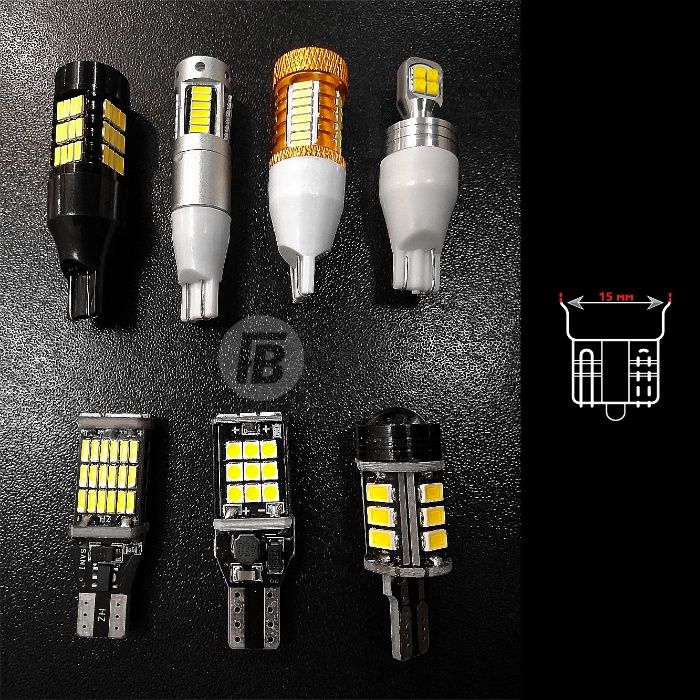 Лампы LED светодиодные на задний ход T15 W16W диодные лампочки P21W