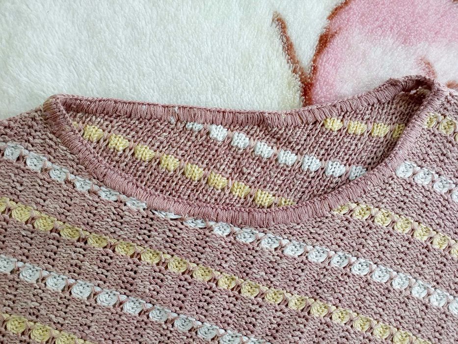 Brązowa kamizelka bluzka w paski ok. 36 - 38 - 40 oversize vintage