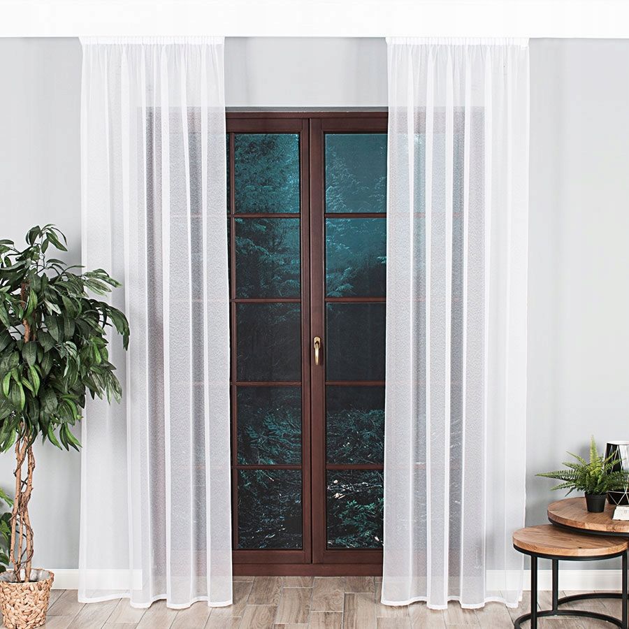 Firana długa Melissa 140 cm x 270 biała z taśmą