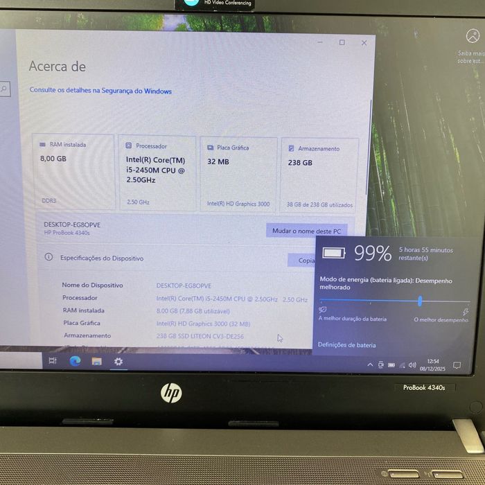 Computador portátil HP ProBook 4340S i5 8/240gb 13.3" c/carregador