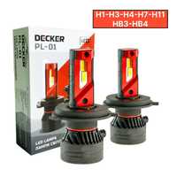 LED Лед Лампы DECKER PL-01 H1 Н3 Н4 H7 НB3 НВ4 5000K 45W 10000LM 2 шт