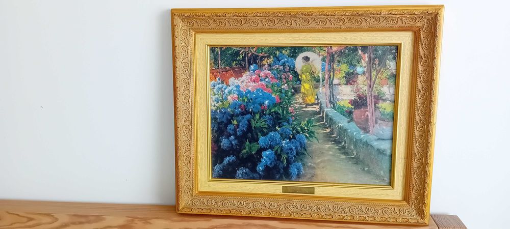 Litografia Hortenses 1923 do conceituado pintor José Malhoa 54 z 44 cm