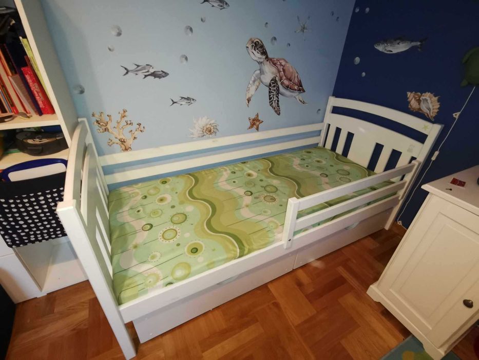 Łóżko dziecięce białe 180x80