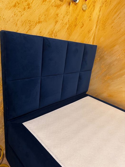 Łóżko flauszowe ze skrzynią, 100/200 cm, zagłówek flauszowy , materac