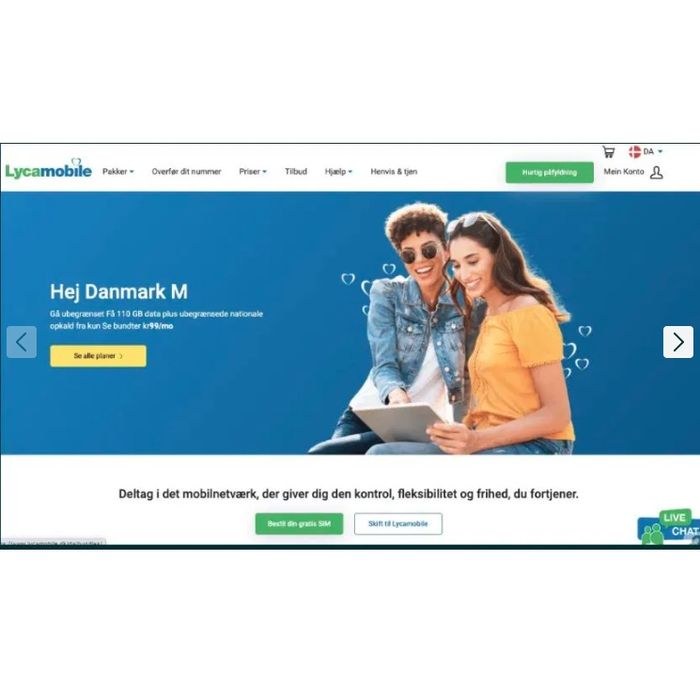 LycaMobile Starter DK Dania SIM Card Prepaid Aktywna