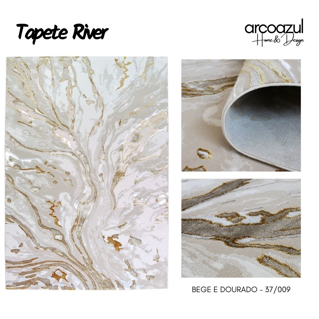 Tapete River Branco e dourado - 6 Modelos By By Arcoazul