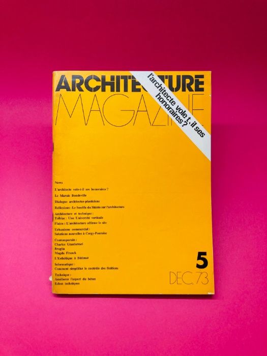 Revista Architecture Magazine Nº5, Dezembro 1973