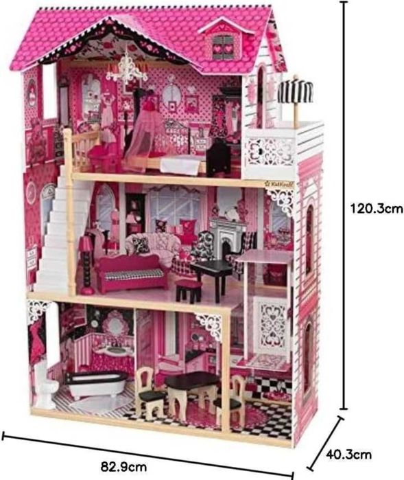 Domek dla lalek Kidkraft Amelia, led, winda, 3 poziomy, meble
