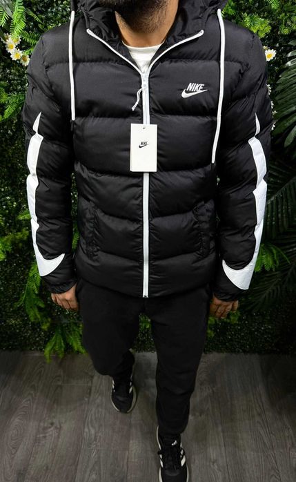 !SALE! Пуховик Nike Swoosh Black/White S M L XL XXL найк свуш куртка