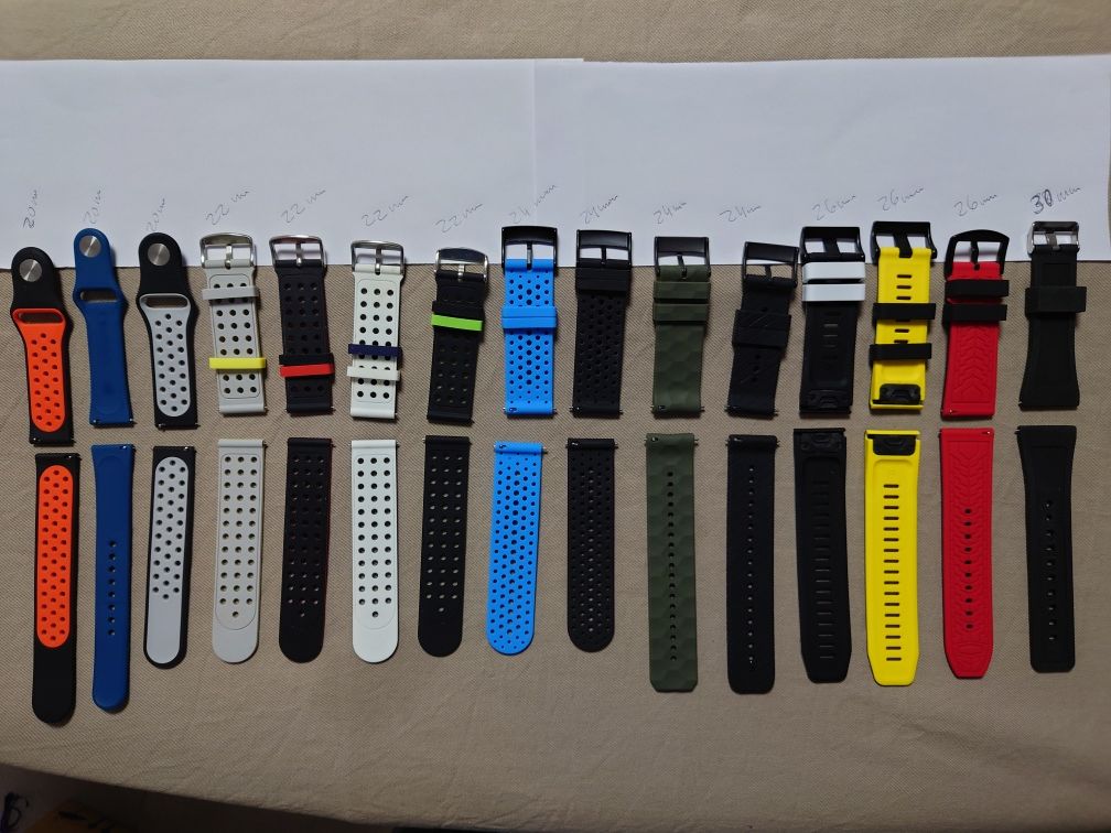 Várias braceletes silicone 20, 22, 24, 26, e 30