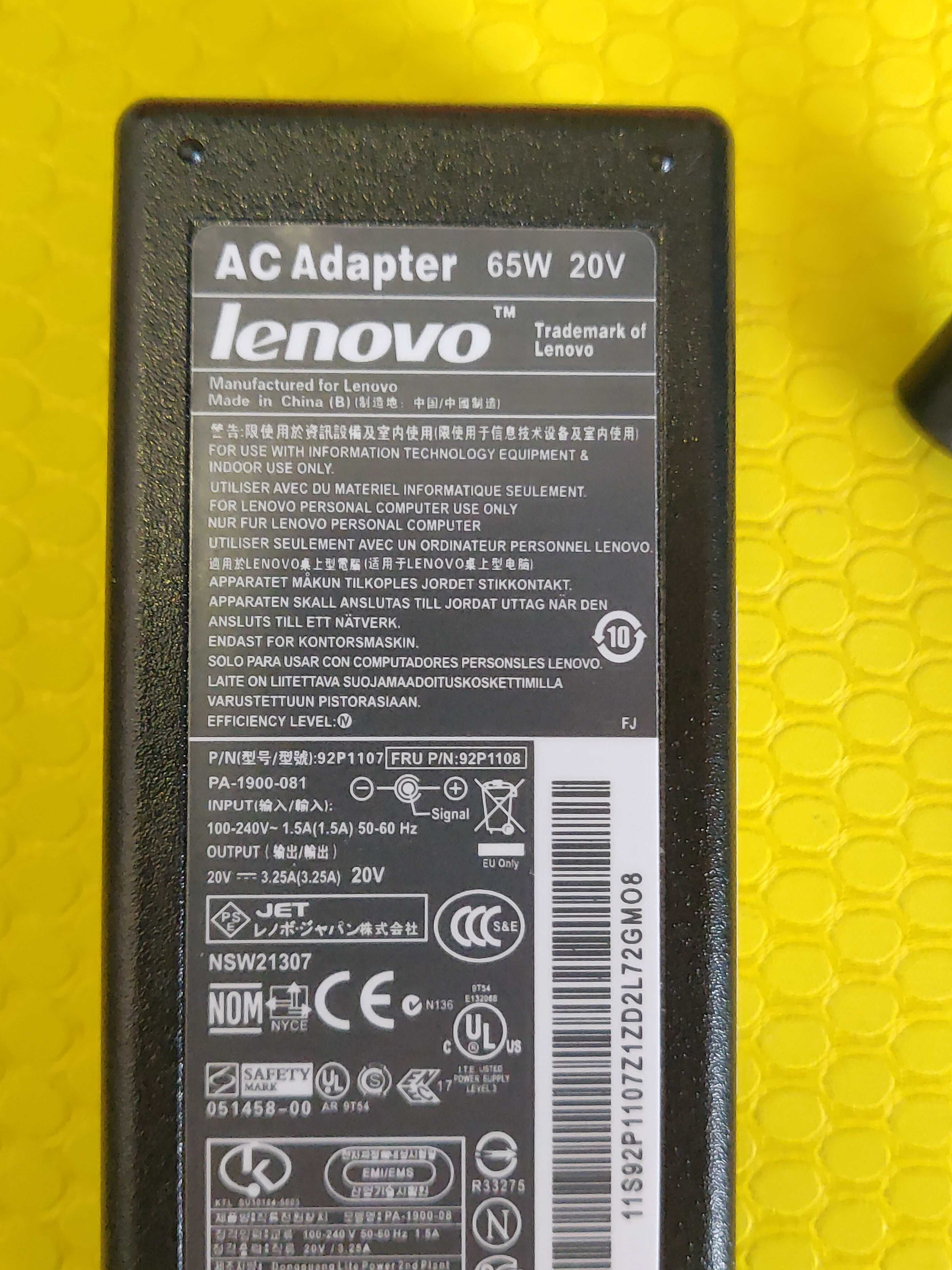 Блок Живлення Lenovo 20V 3.25A 65W (4.0*1.7)