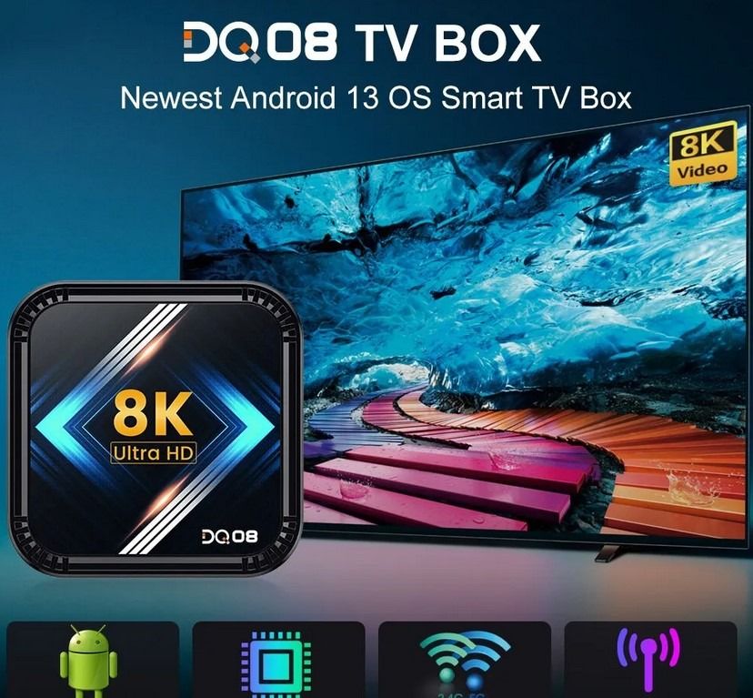 Смарт приставка для телевизора DQ08 RK3528 Smart TV - Android 13  4/64