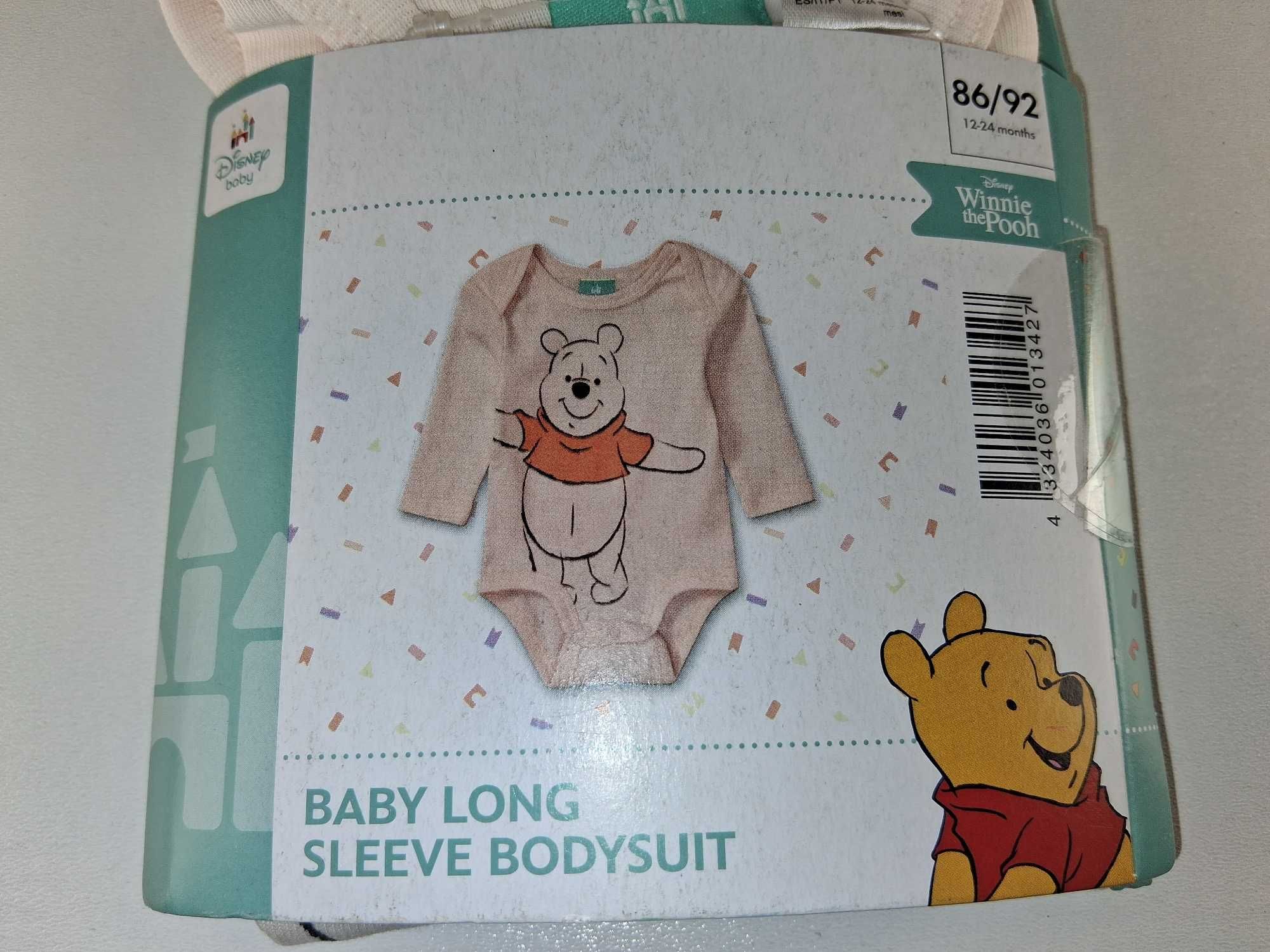 A154 Disney Baby Kubuś Puchatek Body Długi Rękaw Bawełna Rozmiar 86/92