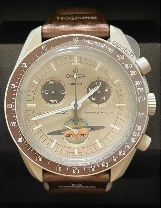 Omega x Swatch Bioceramic Saturn - SO33T100 Ringed Dial Detail