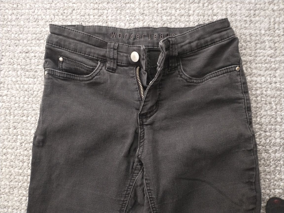 Spodnie spodenki jeansowe legginsy rurki skinny dziewczęce 134/140