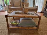 mesa, centro, apoio, bambu, verga, rustico
