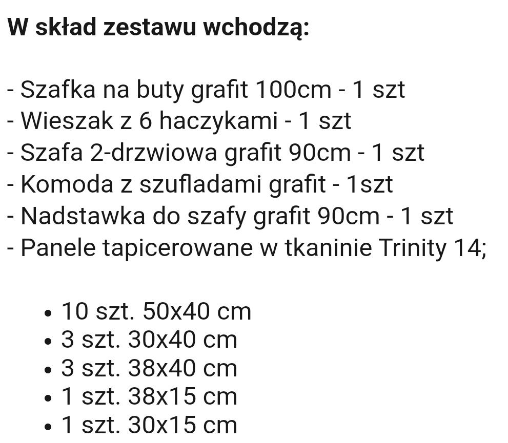 Garderoba Nowa Szara z panelami tapicerowanymi