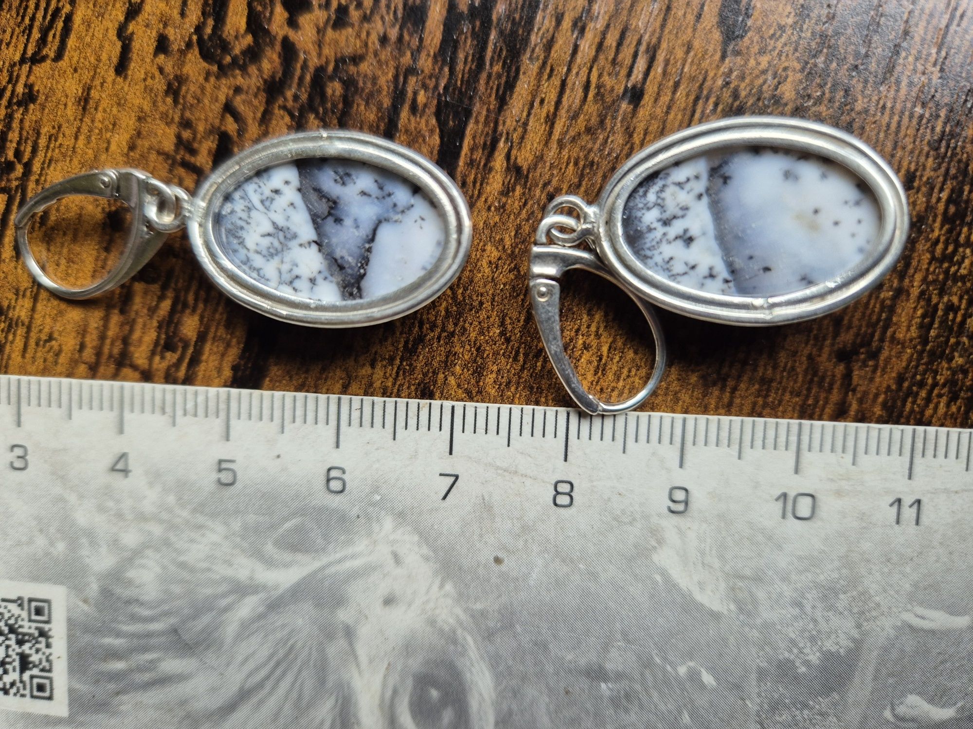 Kolczyki srebro 925 opal mszysty dendrytowy turecki
