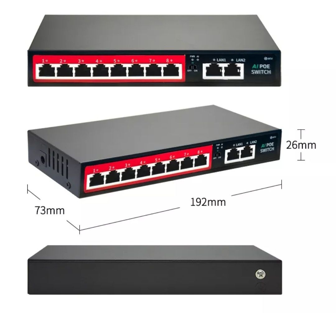 Коммутатор PoE Switch ( 8+2 ) Новые!!!