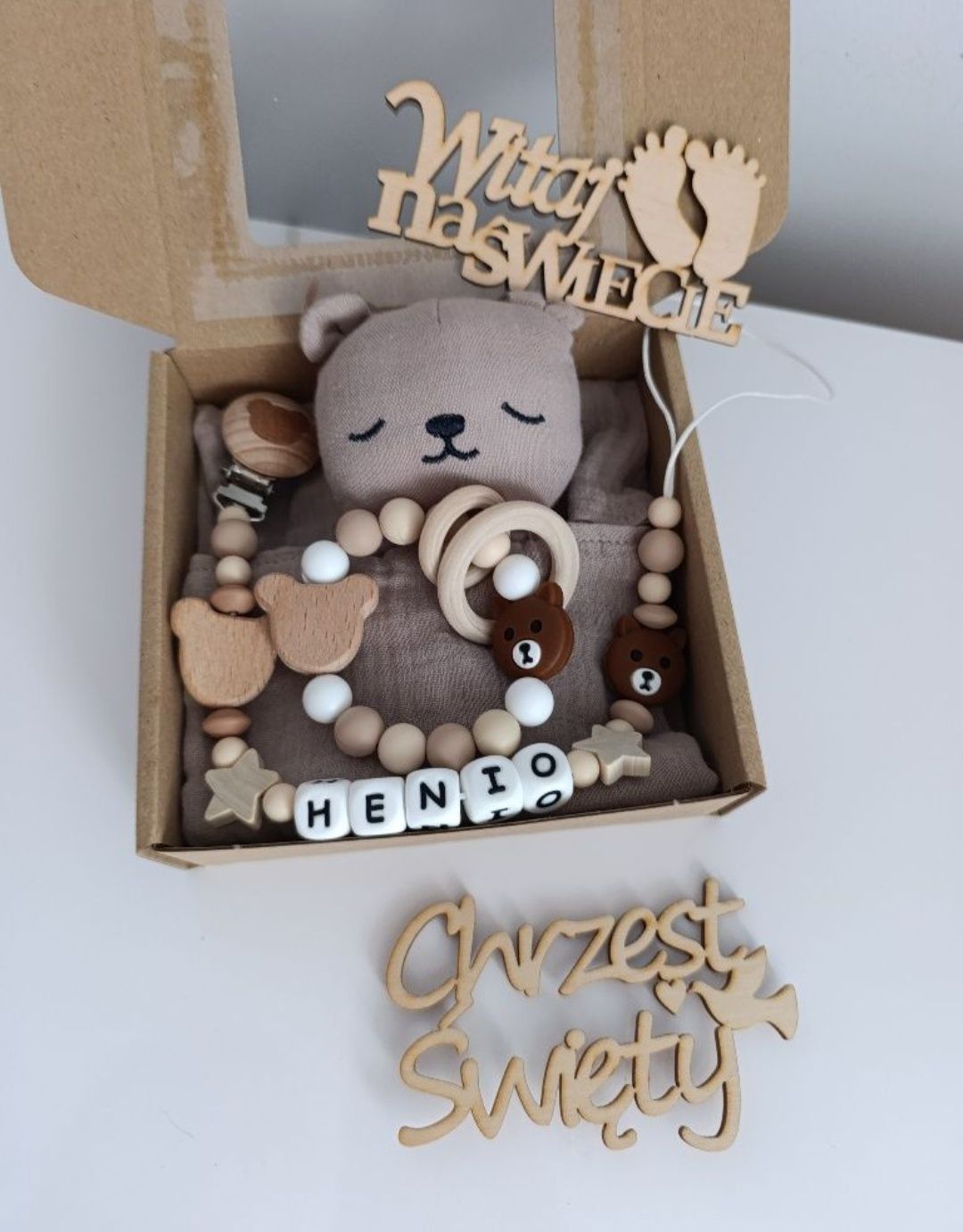 Zestaw prezentowy dla niemowlaka prezent babyshower narodziny chrzest