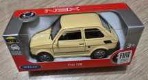 Welly Fiat 126p kremowy skala 1:34 metalowy maluch, otwierane drzwi