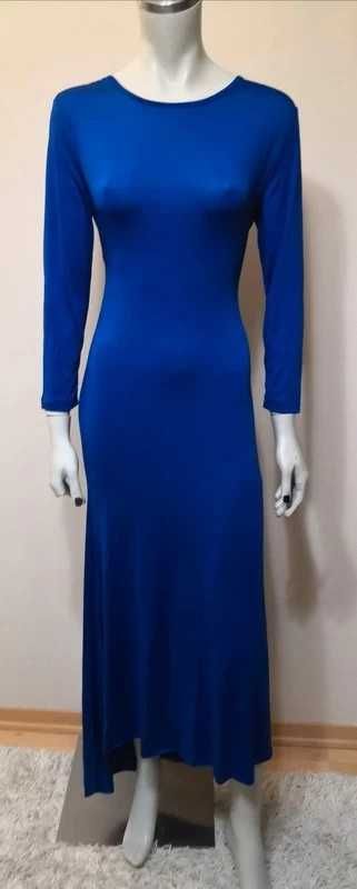 Długa niebieska sukienka z odkrytymi plecami. Rozm. M NOWA (10)