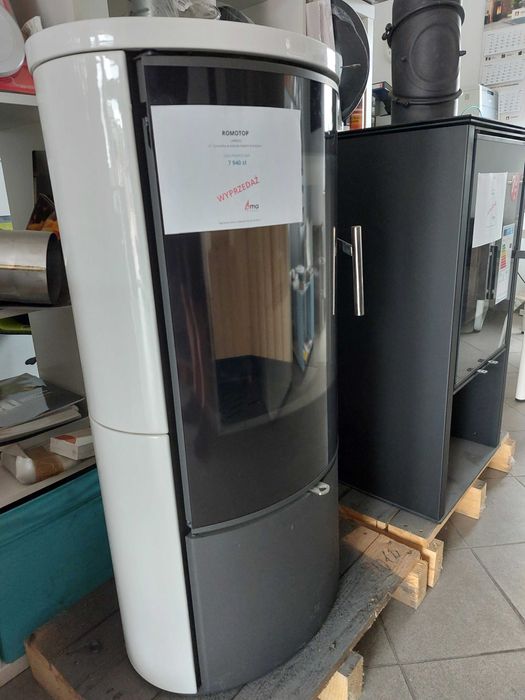 Kominek Romotop Laredo 01 kafle białe połysk wyprzedaż ekspozycji