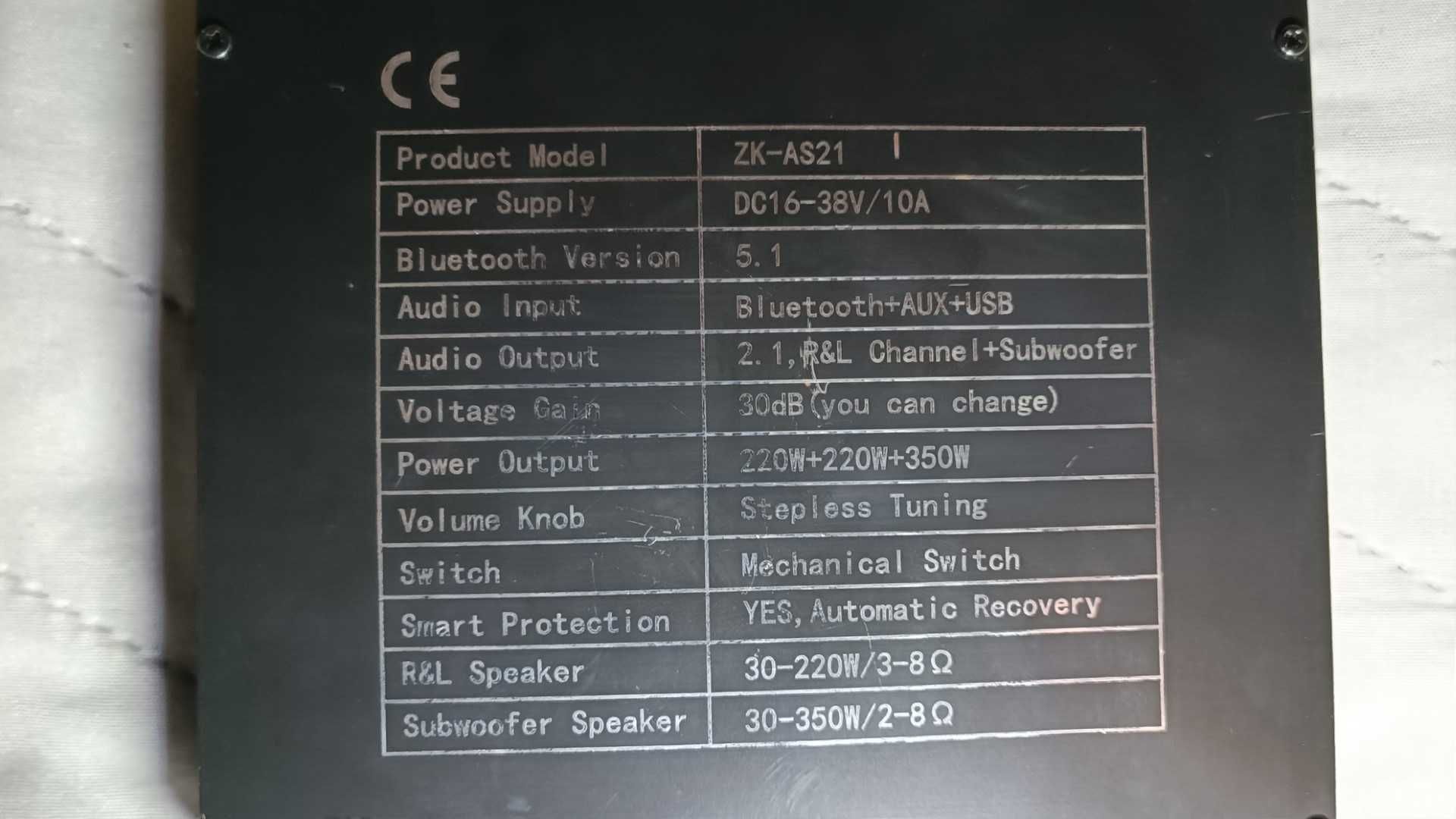 ZK-AS21 Wzmacniacz Audio 2.1 z BT zestaw TPA3255