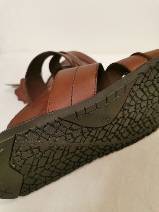 Klapki flip-flop, skórzane, brązowe, rozm. 42