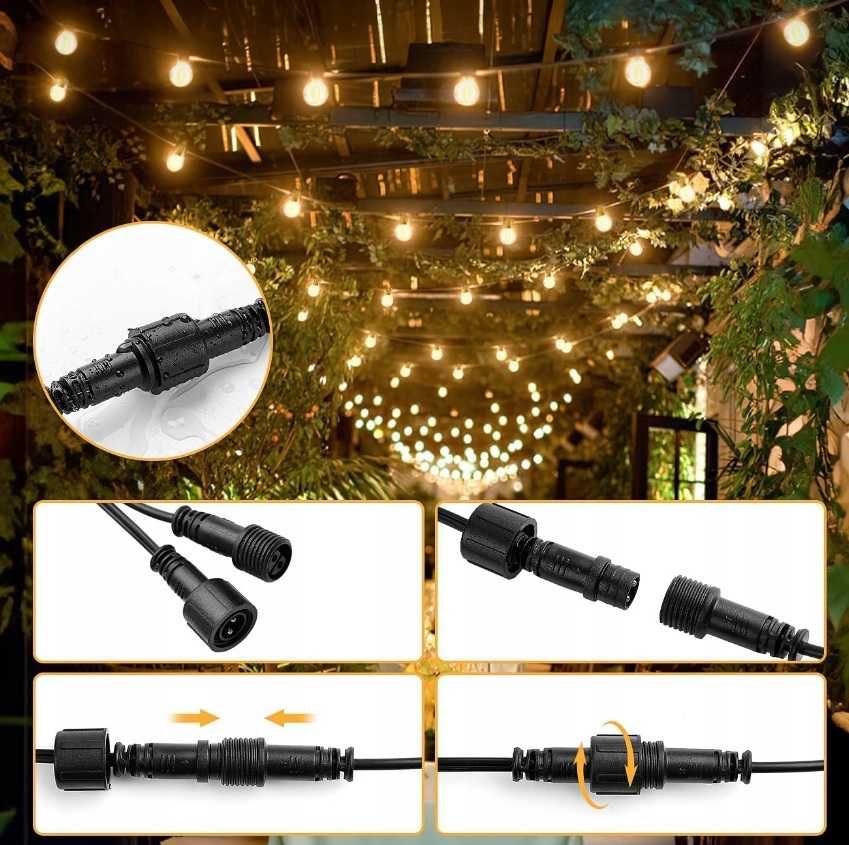 Girlanda Ogrodowa Świetlna 20M 20X Żarówka LED 1W