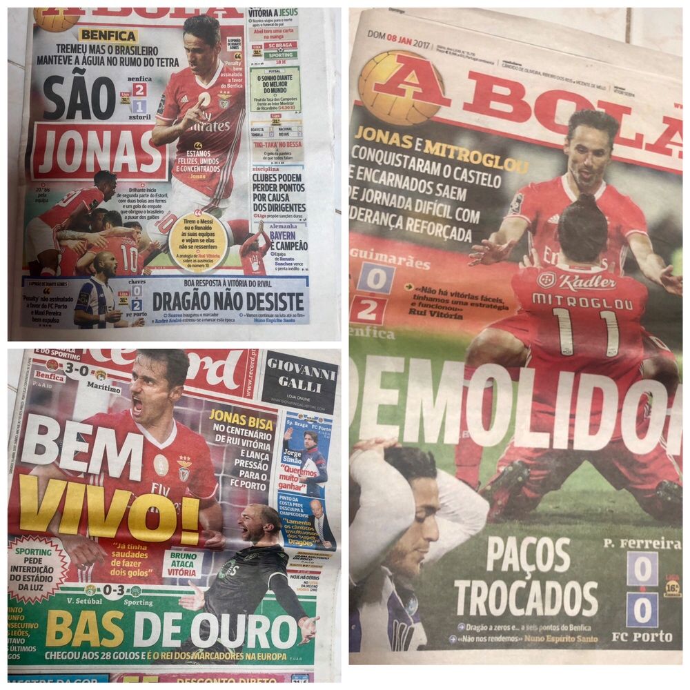 3 Jornais de 2017 jogador JONAS - Benfica - SLB