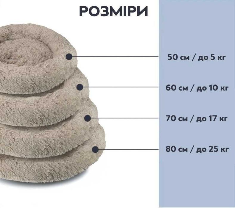 Лежанка для котів та собак "Пончик" 50-60-70-80 см