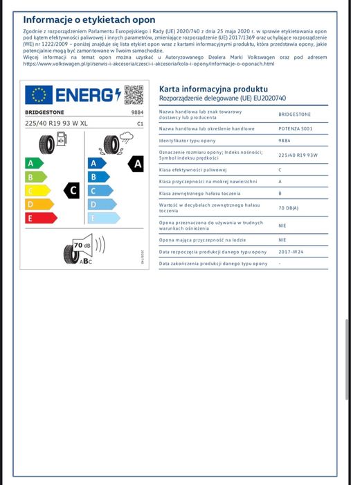 BRIDGESTONE POTENZA S001 225/40/19 nowe 4025