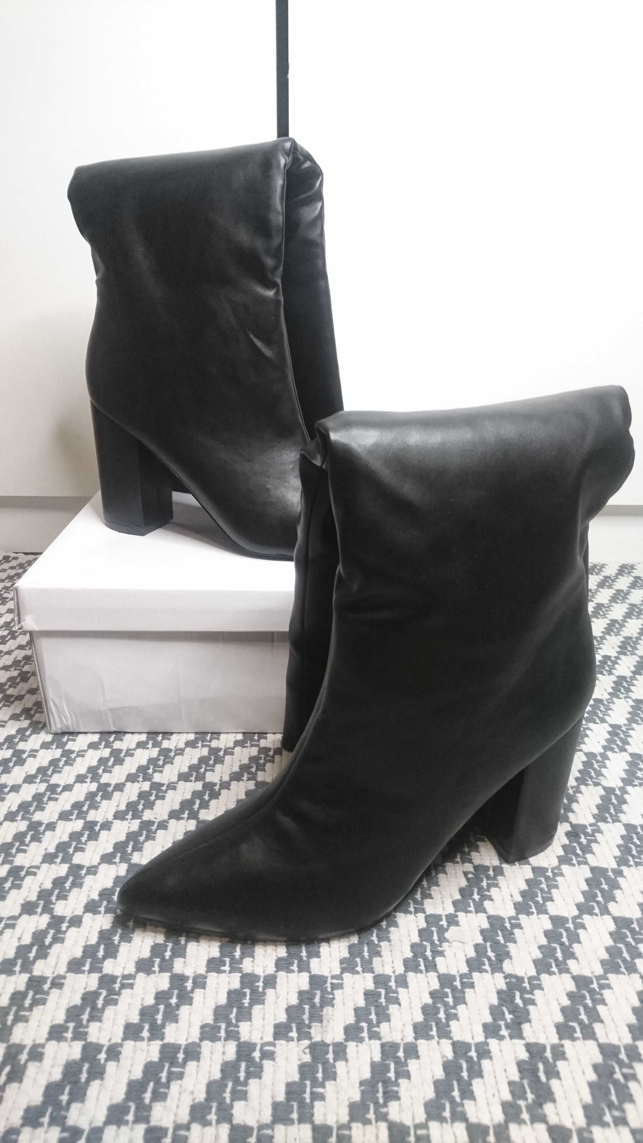 Buty Nly Nelly Shoes Wide Knee High Boot Black Kozaki Botki R.39