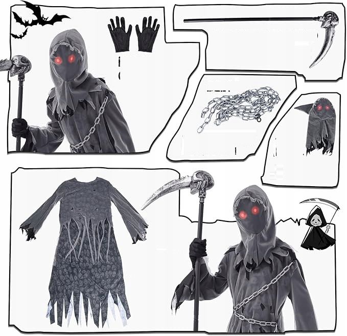 Kostium Przebranie Mroczny Kosiarz Karnawał Halloween dla dorosłych