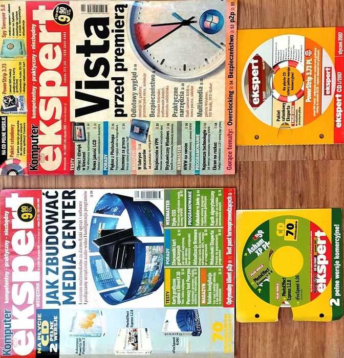 Komputer Świat Ekspert 01/2007 i 12/2007 z płytami  czasopismo magazyn