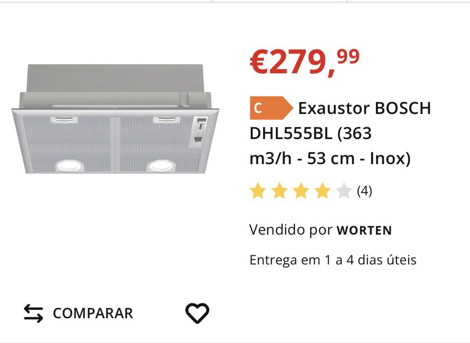 Exaustor BOSCH DHL555BL (363 m3/h - 53 cm - Inox)