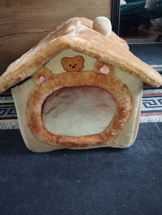 Ciepła zimowa pluszowa buda dla psa kota kojec