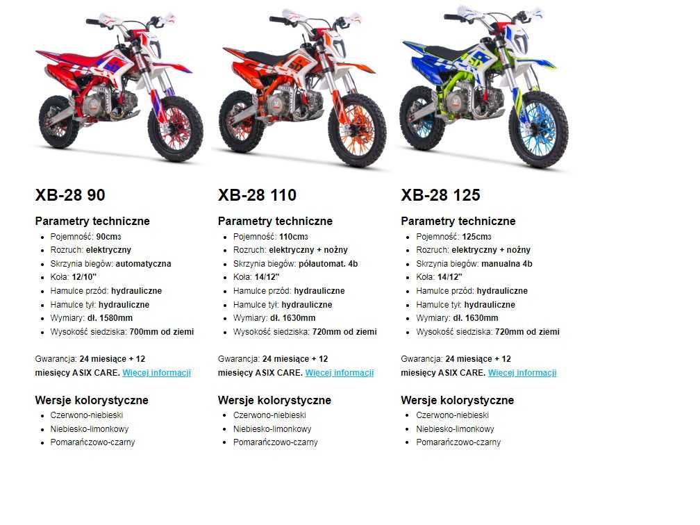 Cross ASIX XB-28 125/110/90cc 3 wersje Solidny, Koła 14/12 ! E.Rozruch